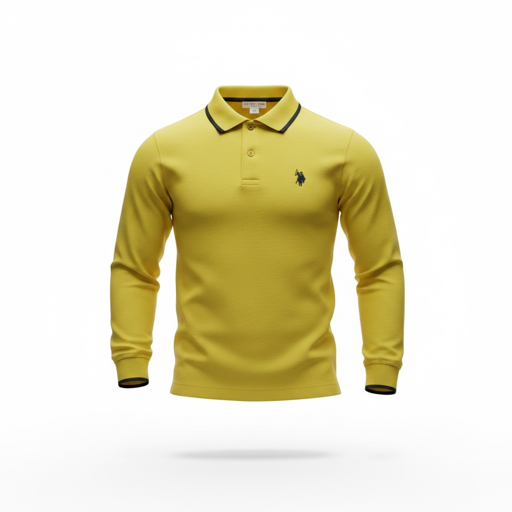 U.S. Pollo Assn Polo tinta unita con Logo Giallo per Bambino 000066 GIALLO U.S. POLO ASSN 