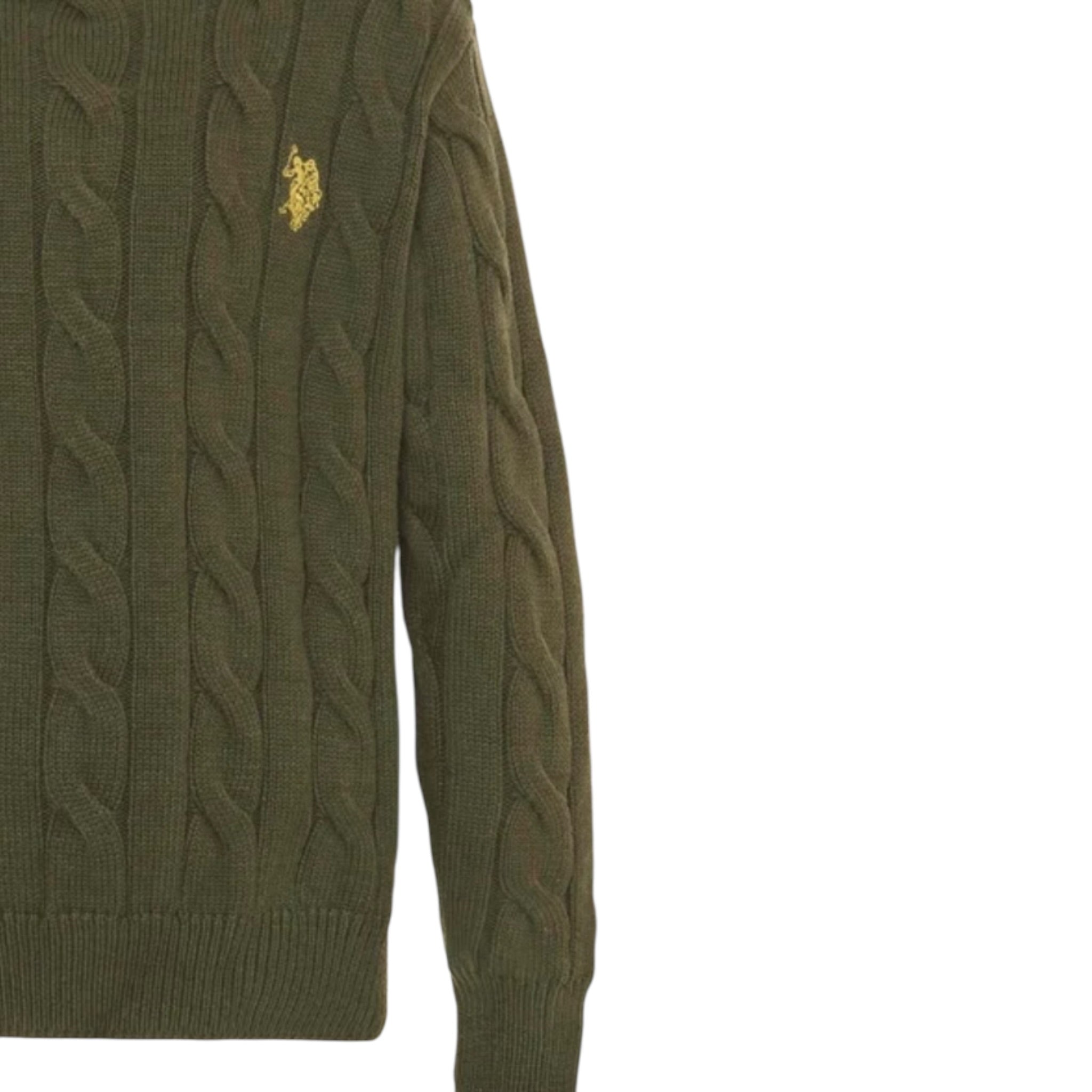 U.S. Pollo Assn Maglia tinta unita con Logo E Trecce Verde per Neonata 002592N VERDE U.S. POLO ASSN 