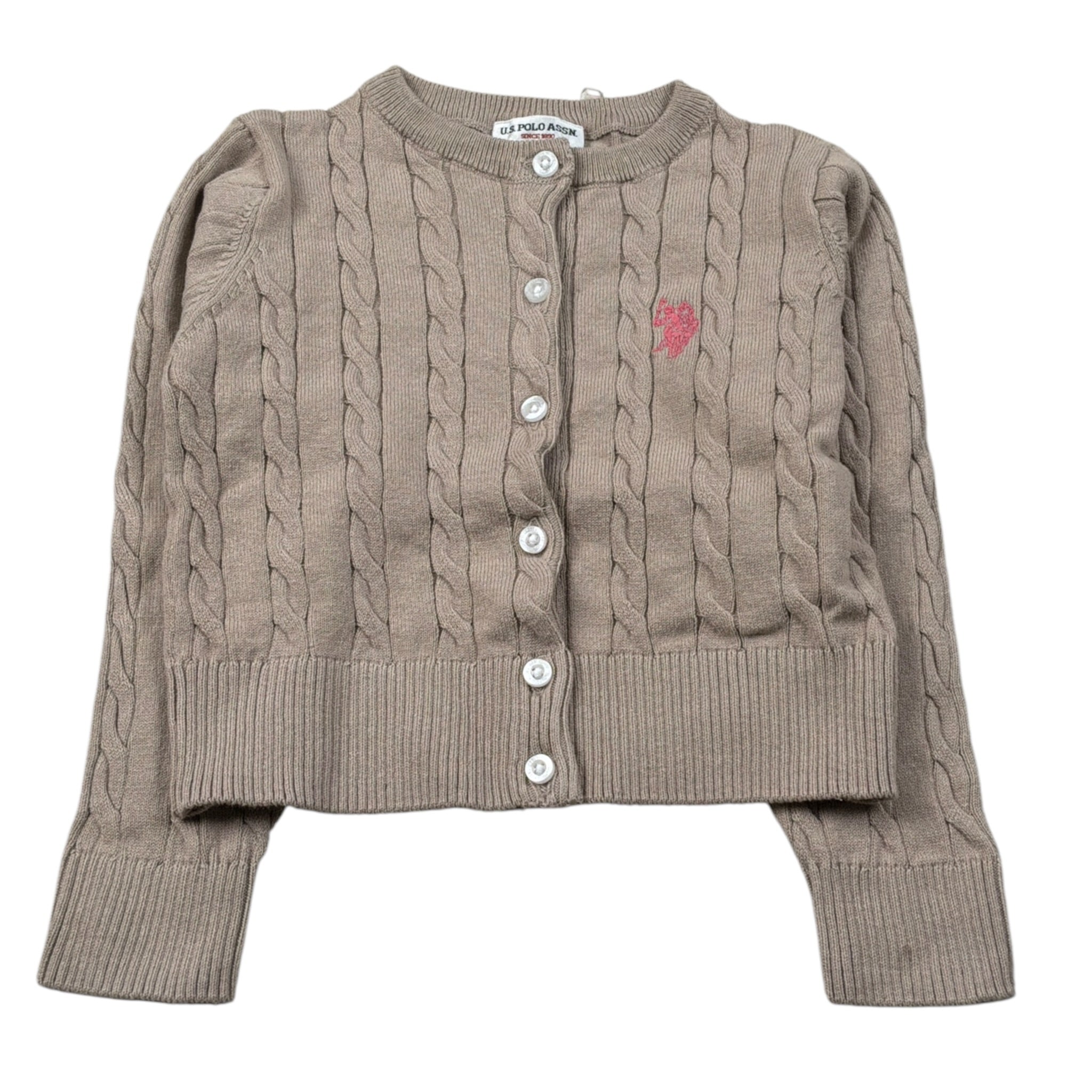U.S. Polo Assn Cardigan tinta unita con Logo Beige per Neonata US42675 BEIGE U.S. POLO ASSN 