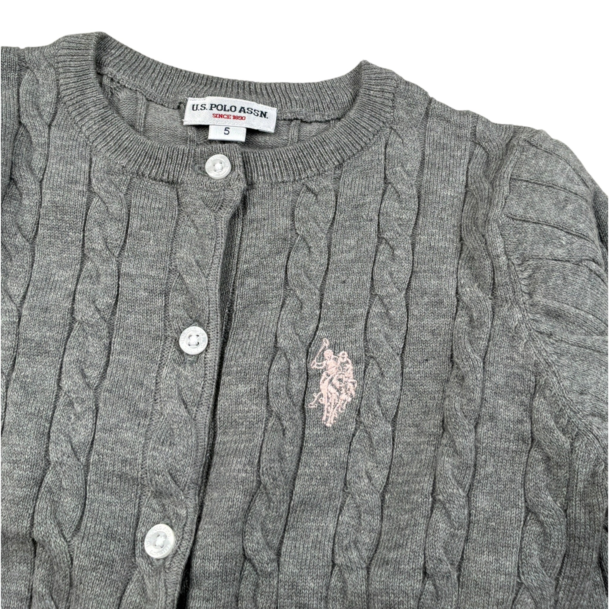 U.S. Polo Assn Cardigan tinta unita con Logo Grigio per Neonata US42675 GRIGIO U.S. POLO ASSN 