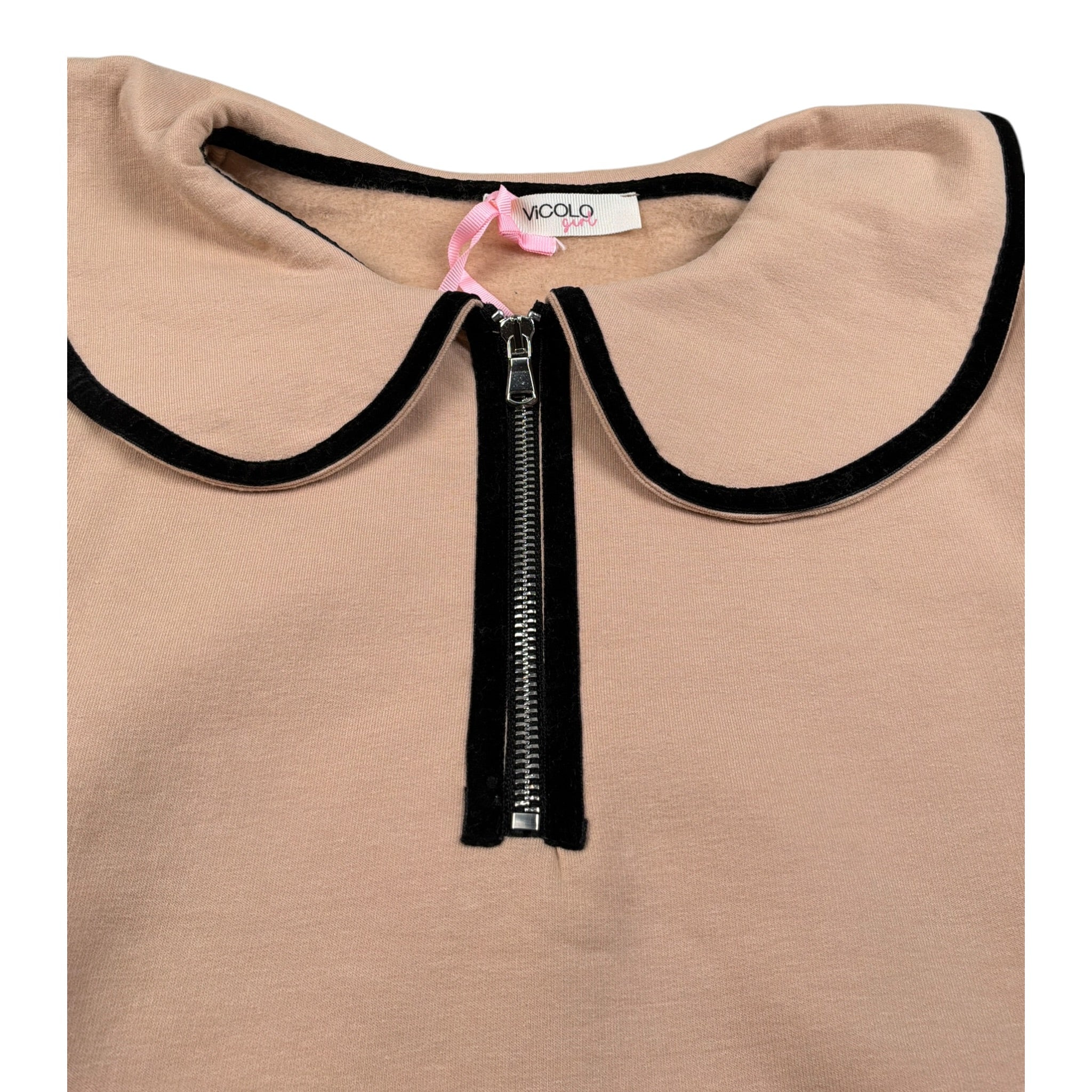 Vicolo Felpa con Zip E Colletto tinta unita Beige per Bambina 3141F00233 BEIGE VICOLO 