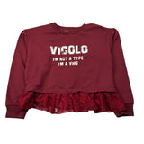 Vicolo Felpa Chiusa Girocollo tinta unita con Logo Bordeaux per Bambina 3141FY00332 BORDEAUX VICOLO 