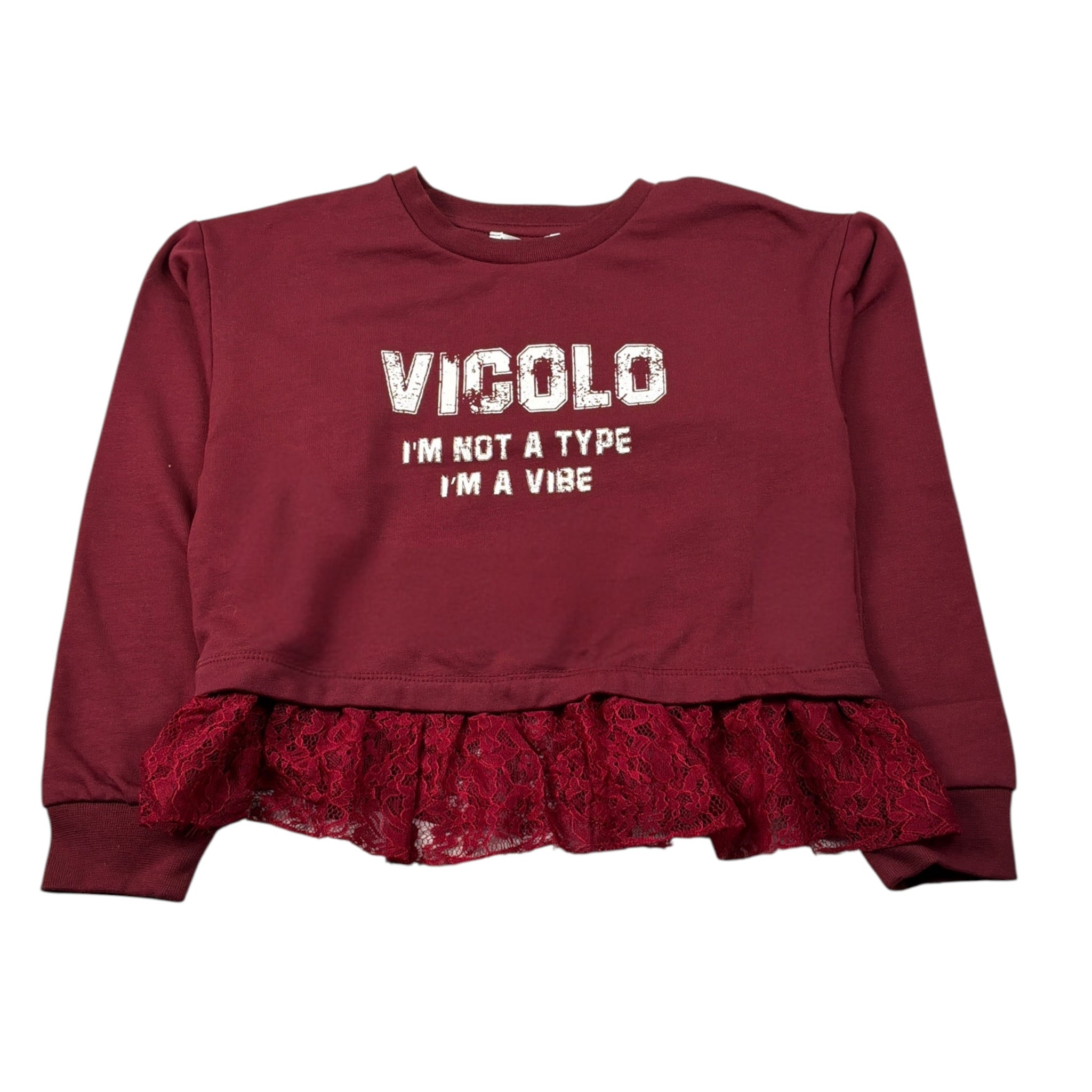 Vicolo Felpa Chiusa Girocollo tinta unita con Logo Bordeaux per Bambina 3141FY00332 BORDEAUX VICOLO 