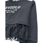 Vicolo Felpa Chiusa Girocollo tinta unita con Logo Nero per Neonata 3141FY00332N NERO VICOLO 