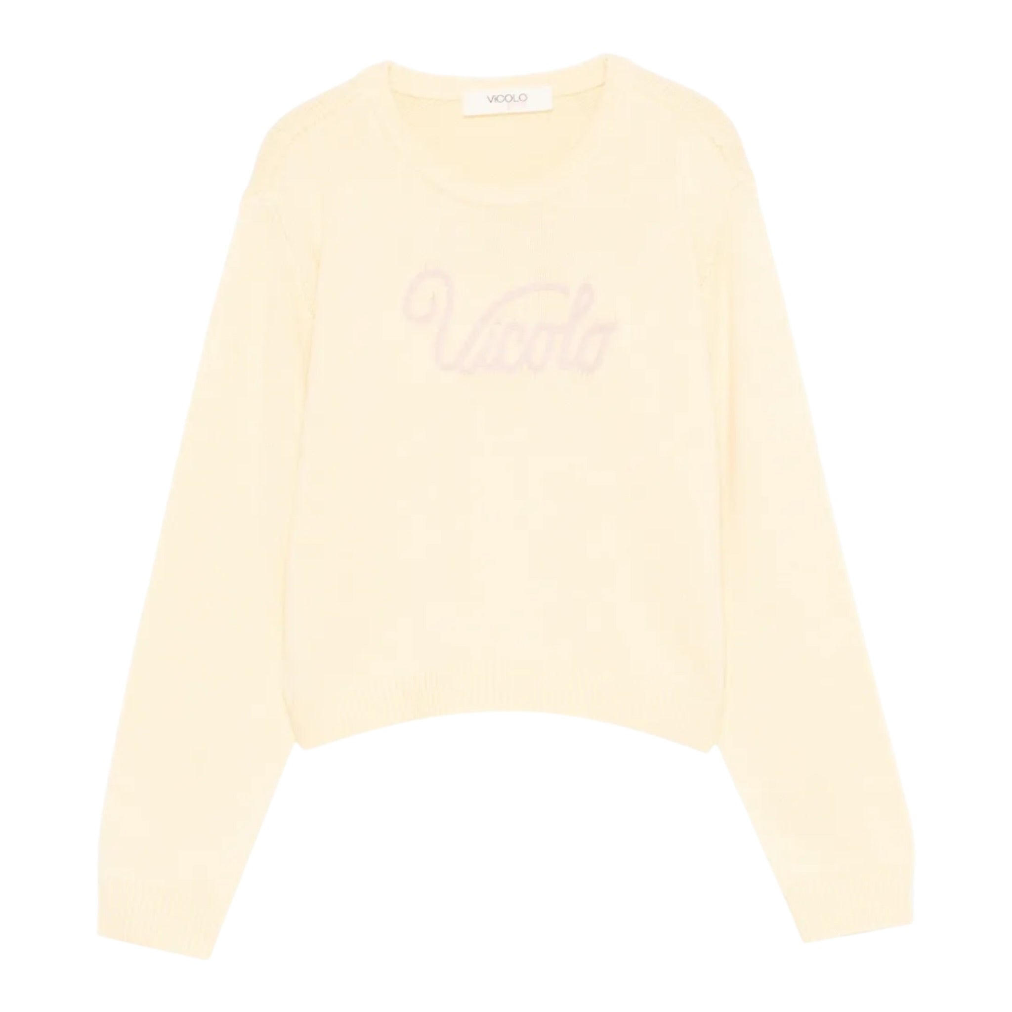 Vicolo Maglia Girocollo tinta unita con Logo Giallo per Bambina 3141W00228 GIALLO VICOLO 