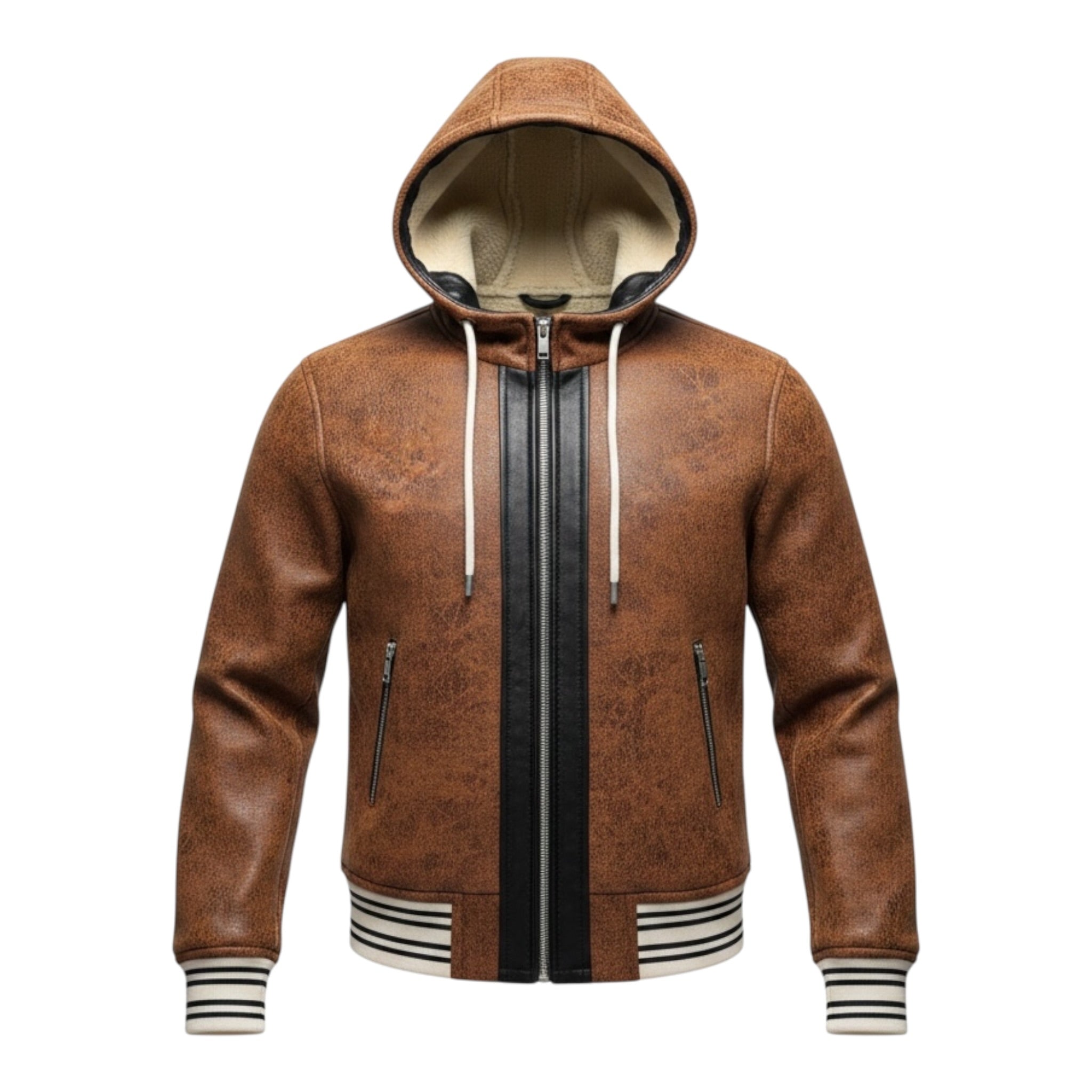 Yes London Giubbino tinta unita con Zip E Cappuccio Ecopelle Marrone per Bambino JR0051X MARRONE YES LONDON 