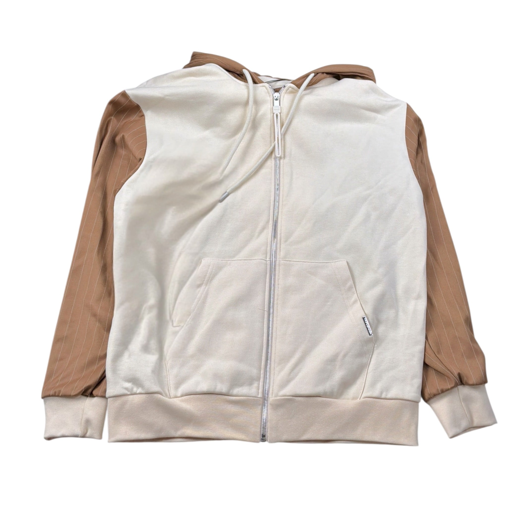 Yes London Felpa Bicolore con Zip E Cappuccio Panna per Bambino JR5097 PANNA YES LONDON 