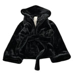 Yes London Pelliccia tinta unita con Cappuccio E Cinturino Nero per Bambina YSLEC006 NERO YES LONDON 