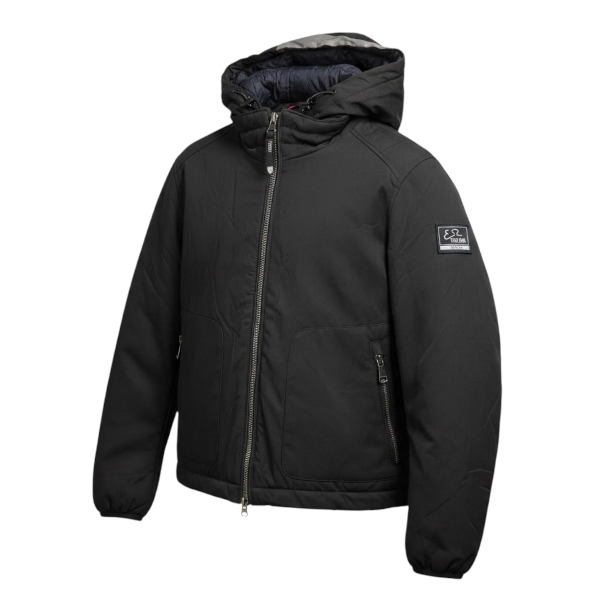 Yes Zee Giubbino tinta unita con Zip E Cappuccio Nero per Bambino 2102 NERO YES ZEE 