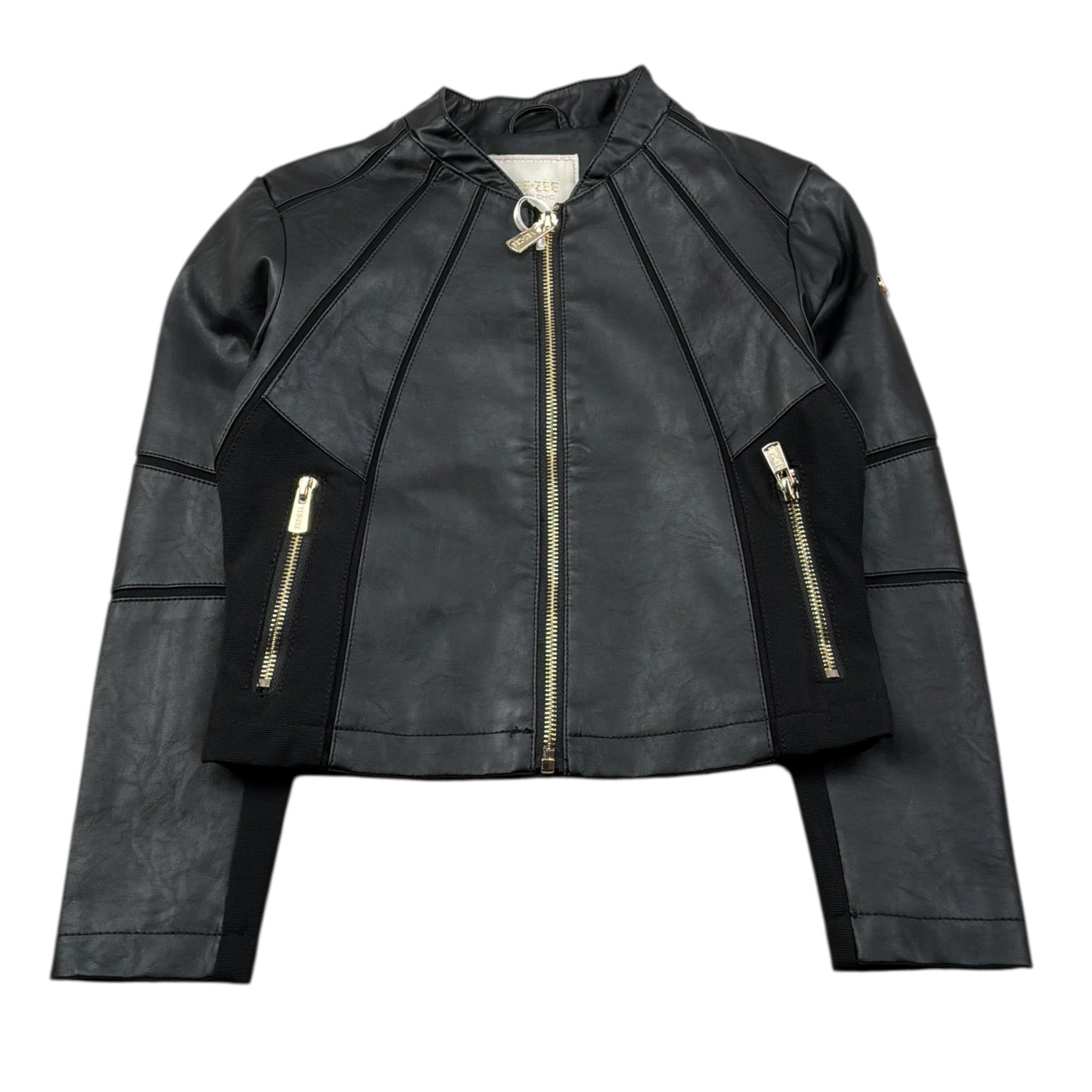 Yes Zee Chiodo In Ecopelle tinta unita Nero per Bambina 3374 NERO YES ZEE 