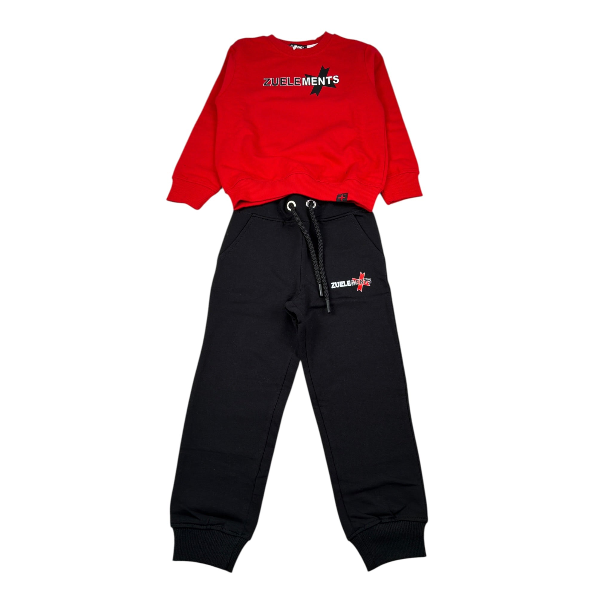 Zu+Elements Completo 2 Pezzi Felpa-Pantalone Bicolore Rosso/Nero per Bambino ZU367 ROSSO/NERO ZU+ELEMENTS 