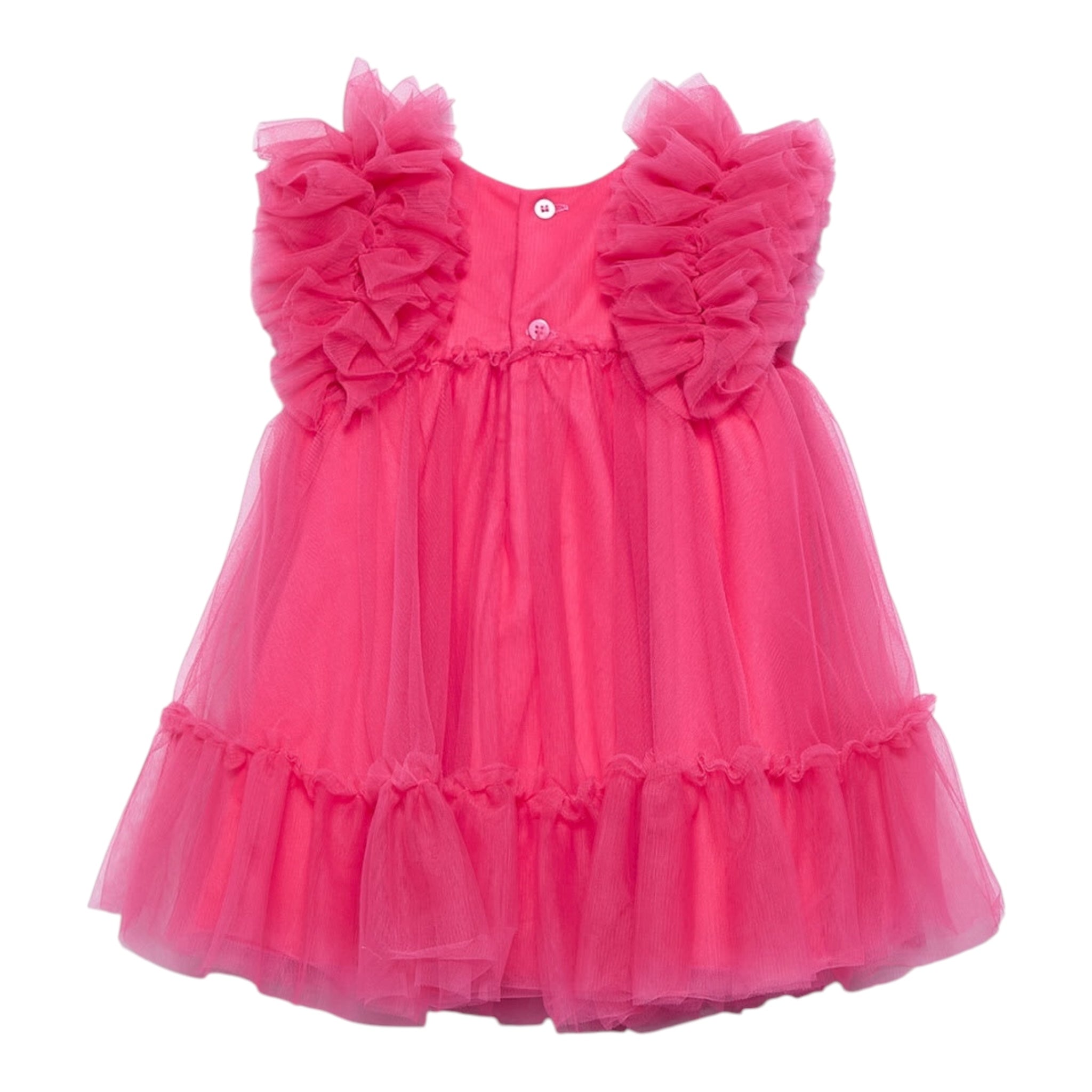 Abel & Lula Abito Mezza Manica Tinta Unita In Tulle per Neonata 502992 FUXIA ABEL & LULA 