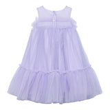 Abel & Lula Abito Tinta Unita Giromanica con Tulle per Bambina 5051 LILLA ABEL & LULA 