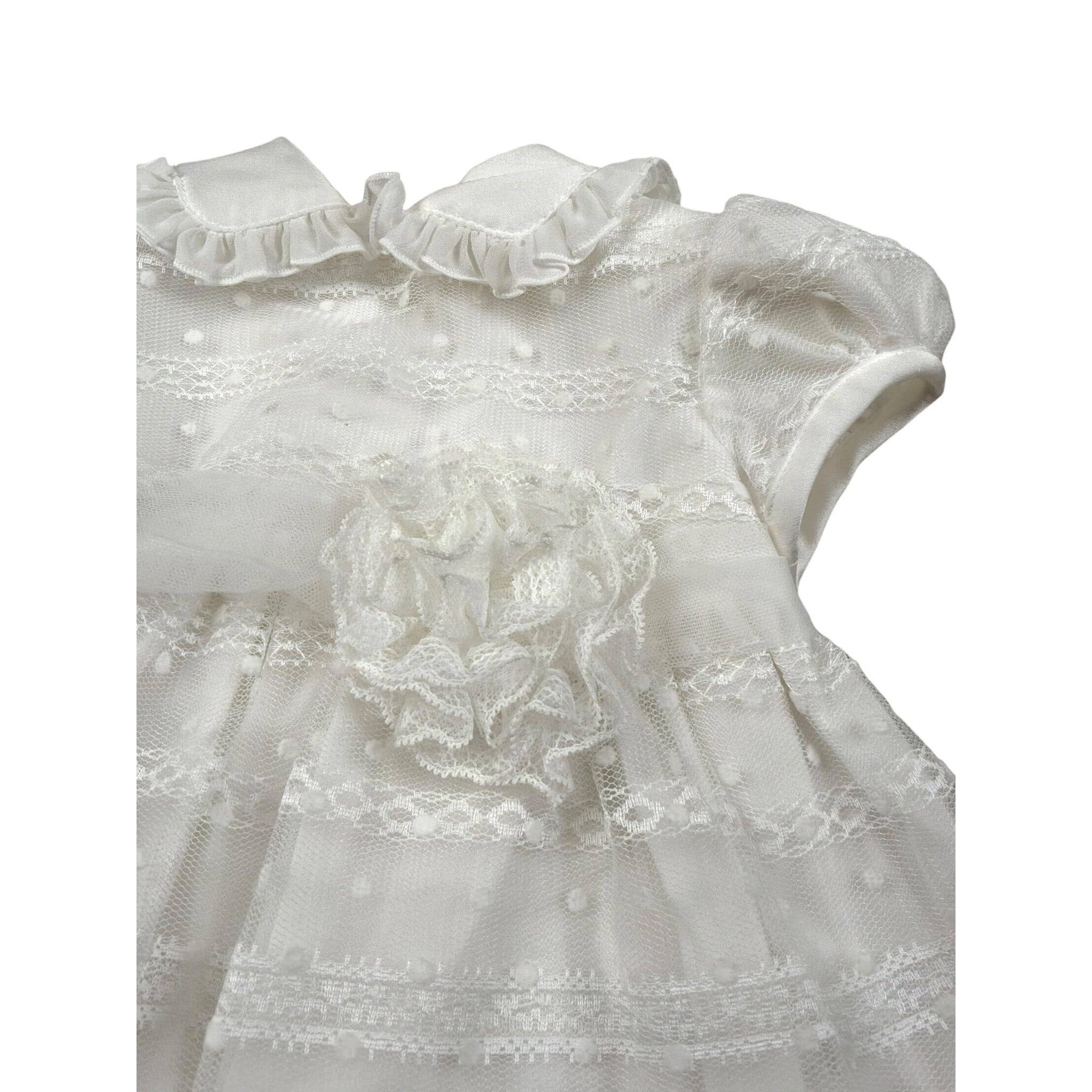 Aletta Abito Mezza Manica tinta unita Cn Tulle Bianco per Neonata HP220335C BIANCO ALETTA 
