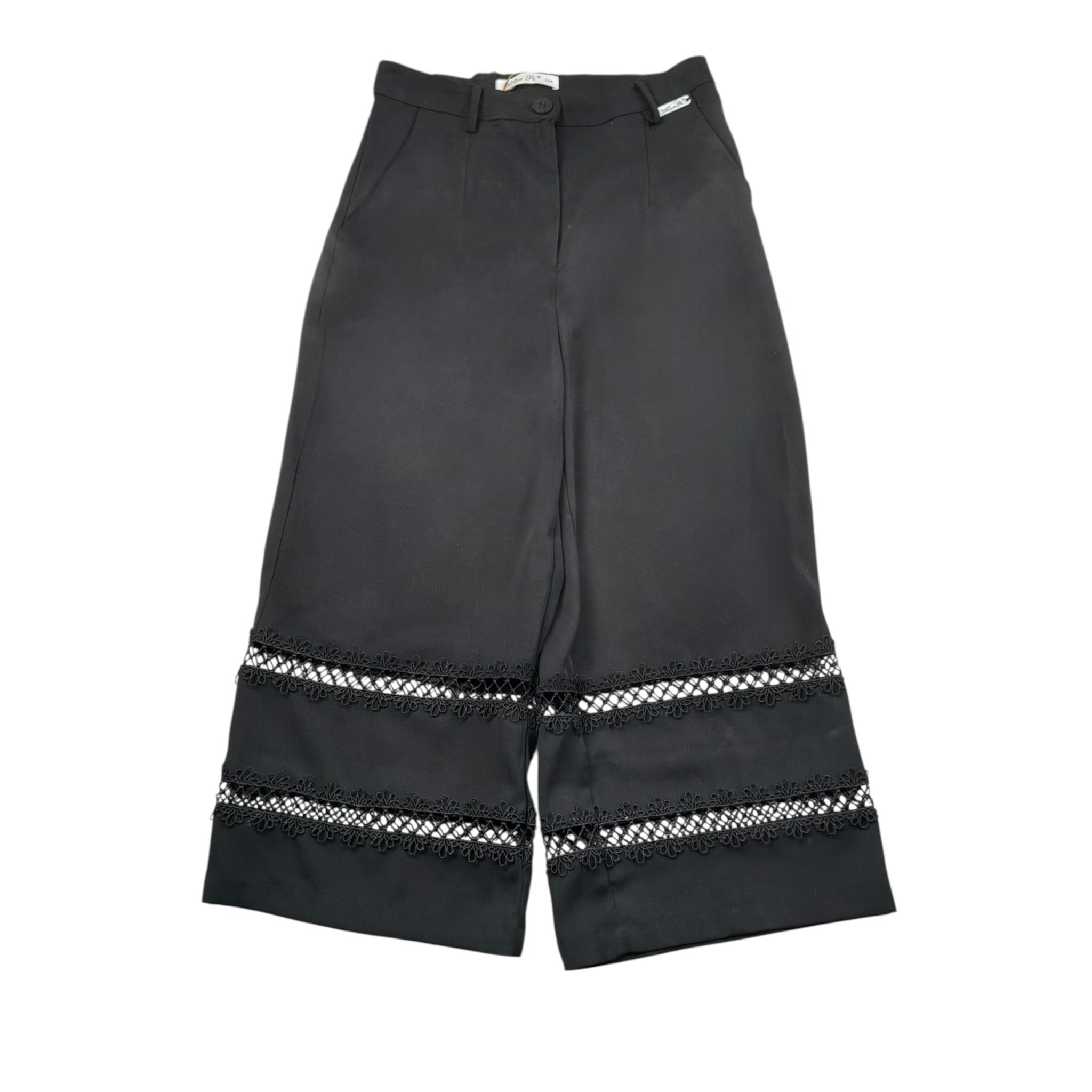 Alice Pi Pantalone Tinta Unita Modello A Palazzo per Bambina 2423 NERO ALICE PI 