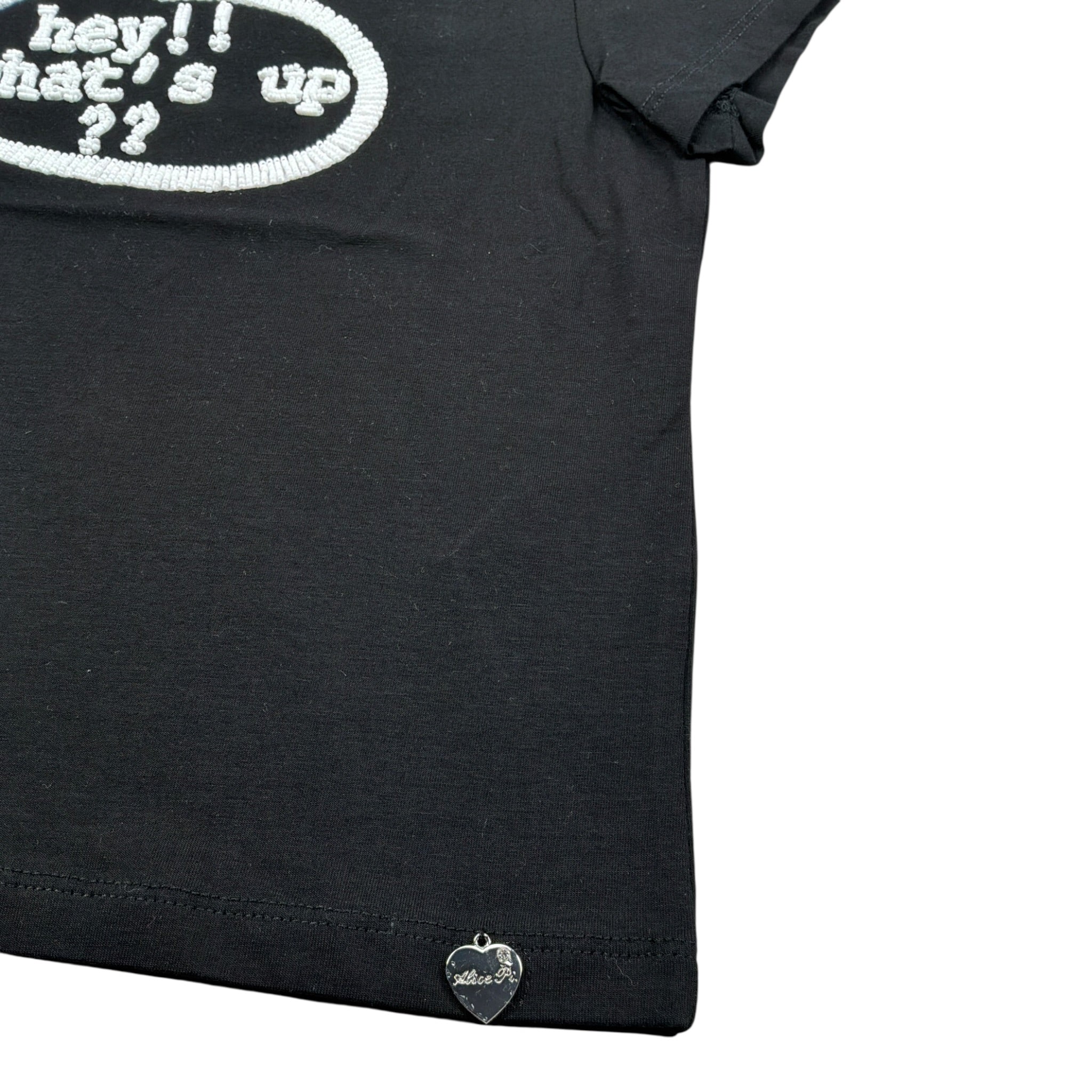 Alice Pi T-Shirt Girocollo tinta unita con Logo Nero per Bambina S232612 NERO ALICE PI 