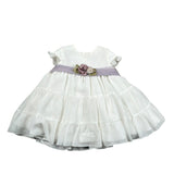 Amaya Abito Mezza Manica tinta unita con Tulle Bianco per Neonata 532215 BIANCO AMAYA 