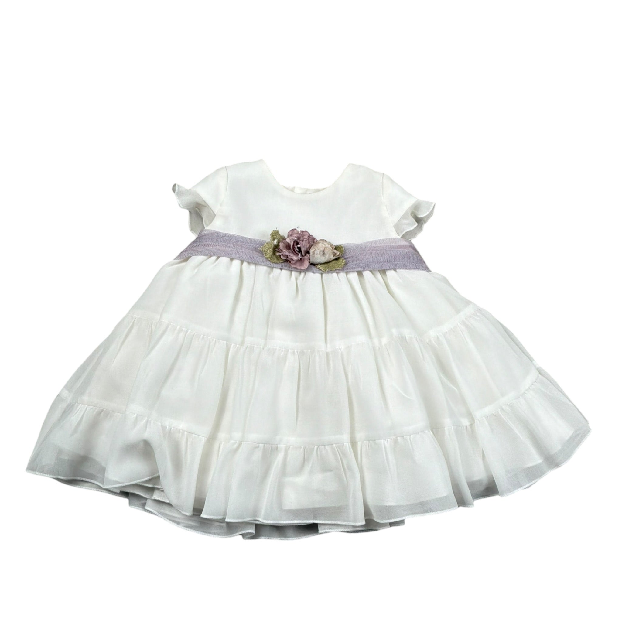 Amaya Abito Mezza Manica tinta unita con Tulle Bianco per Neonata 532215 BIANCO AMAYA 