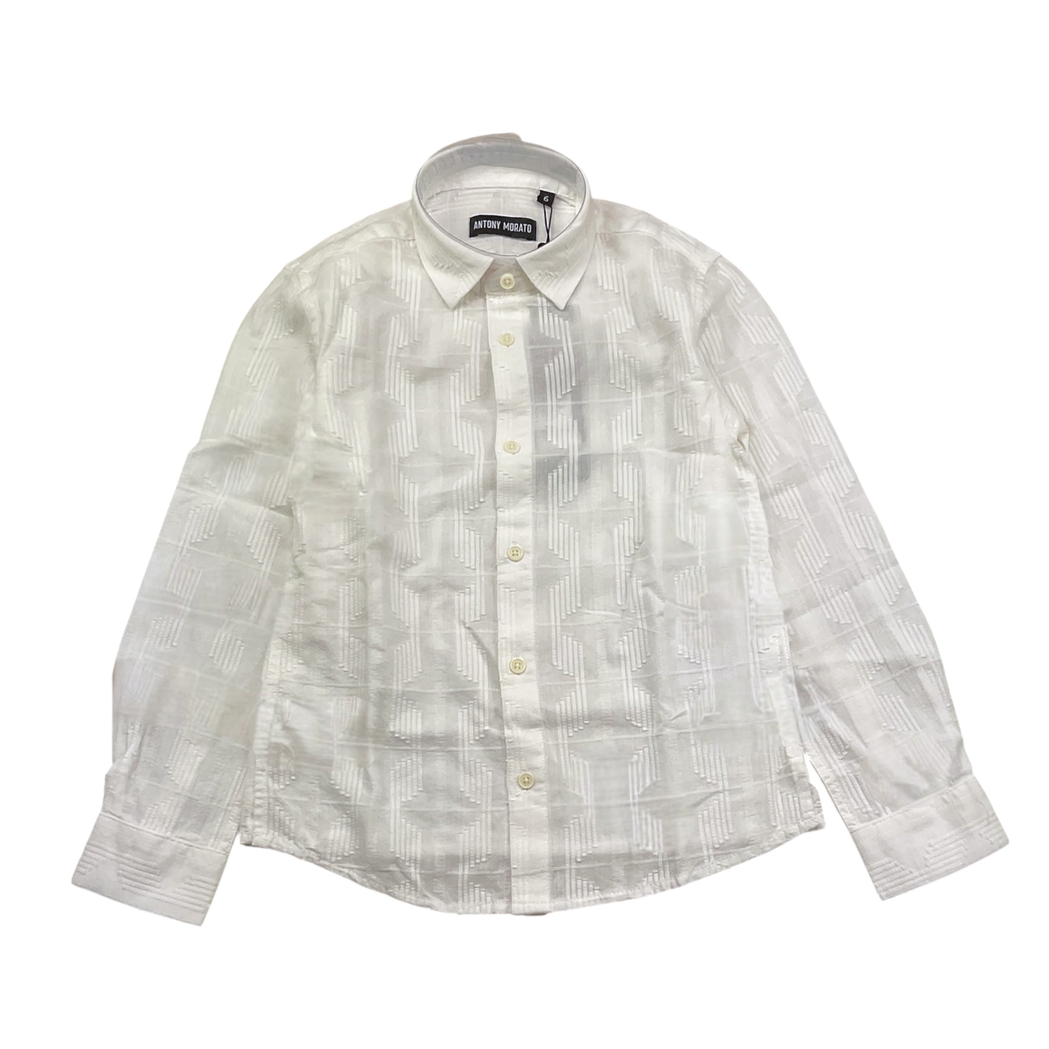 Antony Morato Camicia Tinta Unita con Fantasia Manica Lunga per Bambino MKSL002622 BIANCO ANTONY MORATO 