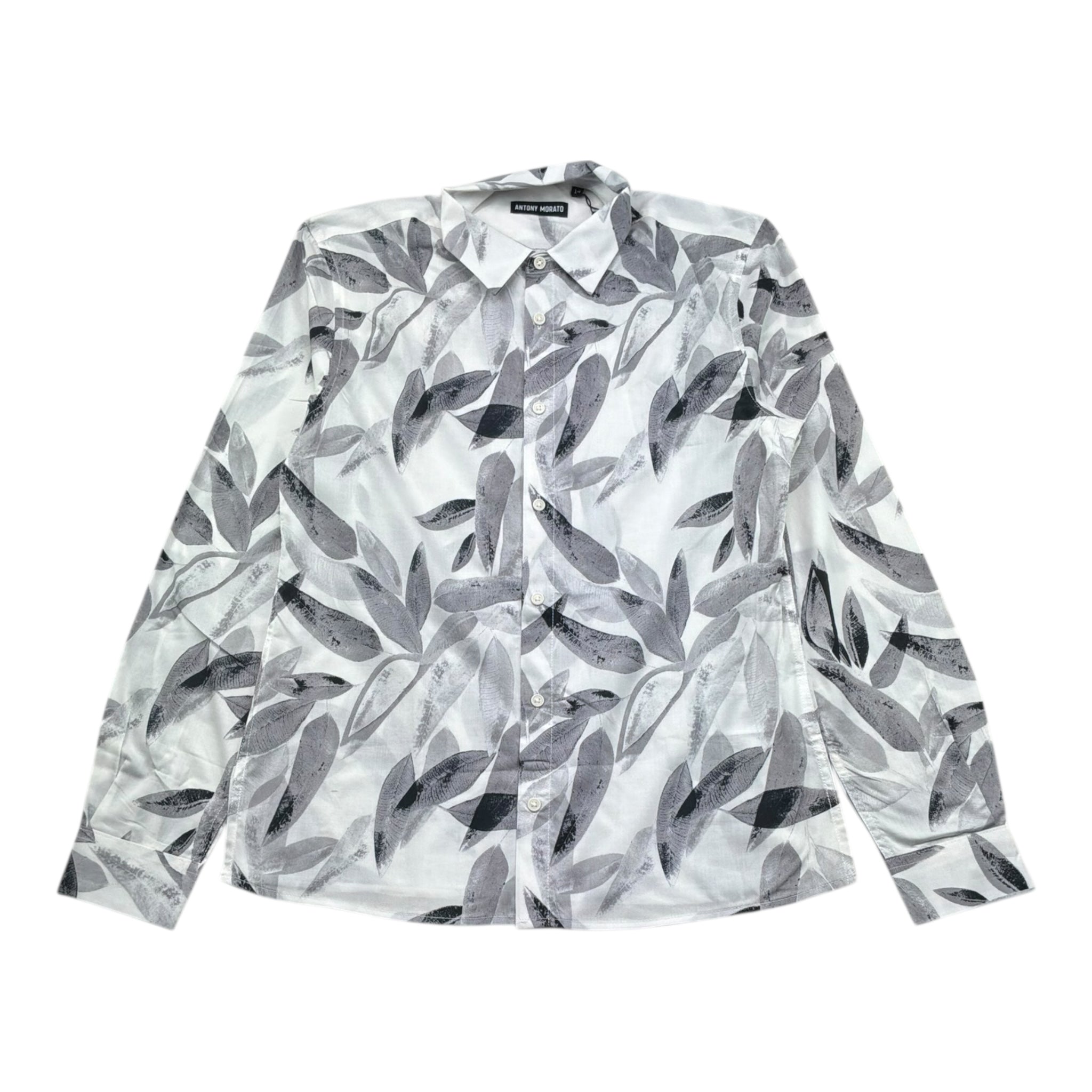 Antony Morato Camicia Tinta Unita con Fantasia Manica Lunga per Bambino MKSL00262X BIANCO/NERO ANTONY MORATO 