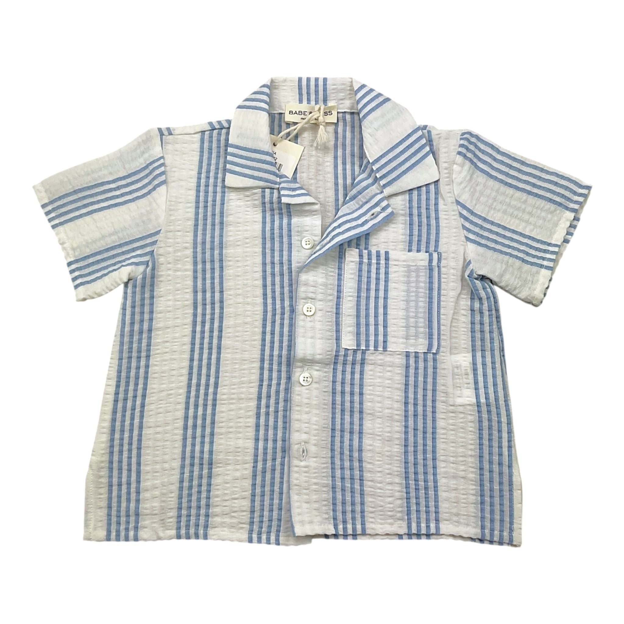 Babe & Tess Camicia Tinta Unita con Fantasia A Righe per Neonato 03518162N BIANCO BABE & TESS 