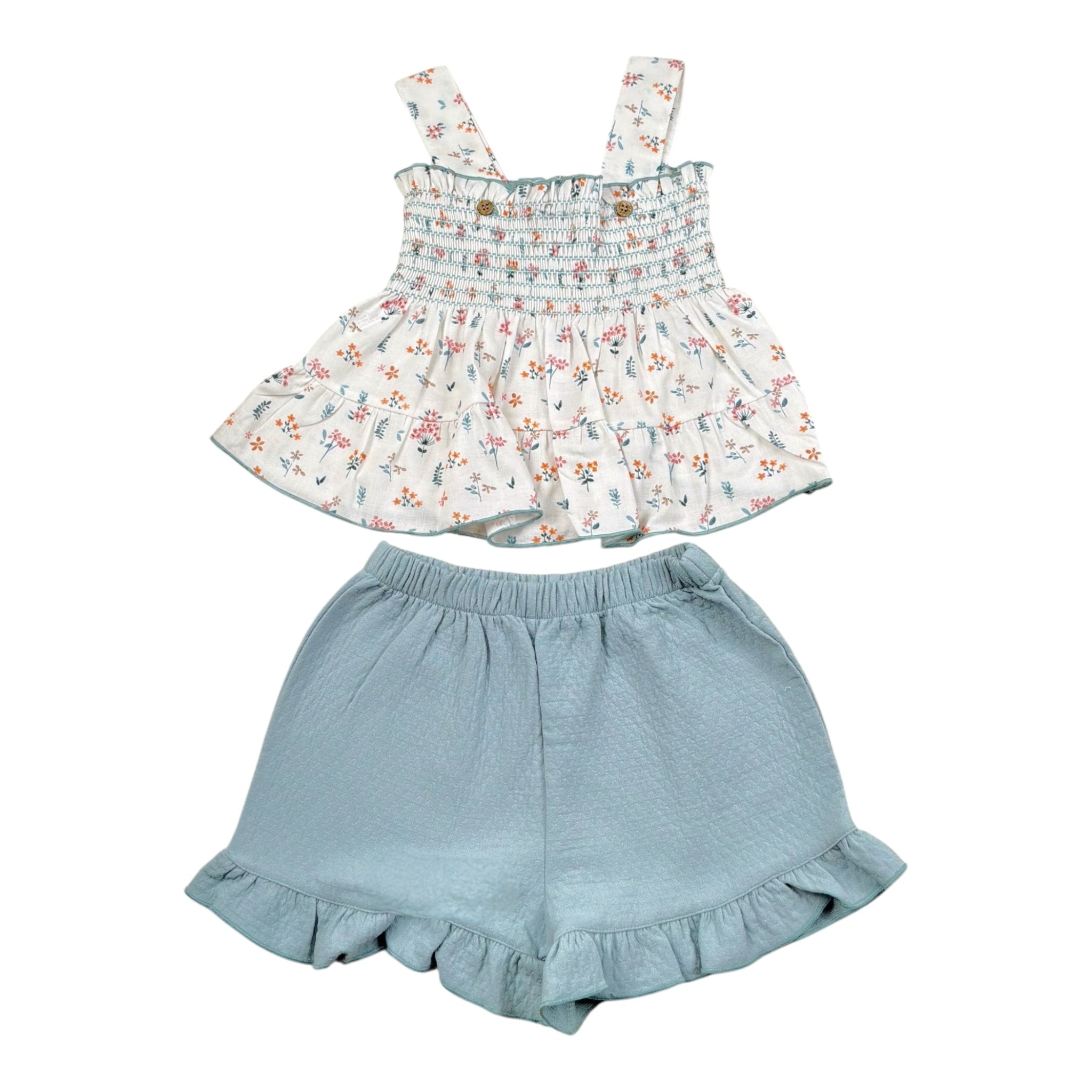 Babidu Completo 2 Pezzi Top-Short Bicolore  per Bambina 42408 BIANCO/VERDE BABIDU 