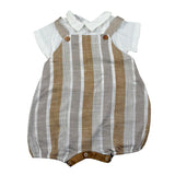 Babyvip Pagliaccetto Tricolore con Fantasia A Righe per Neonato T2809 CAMMELLO BABYVIP 
