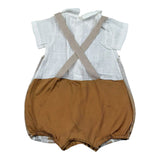 Babyvip Pagliaccetto Tricolore con Fantasia A Righe per Neonato T2809 CAMMELLO BABYVIP 