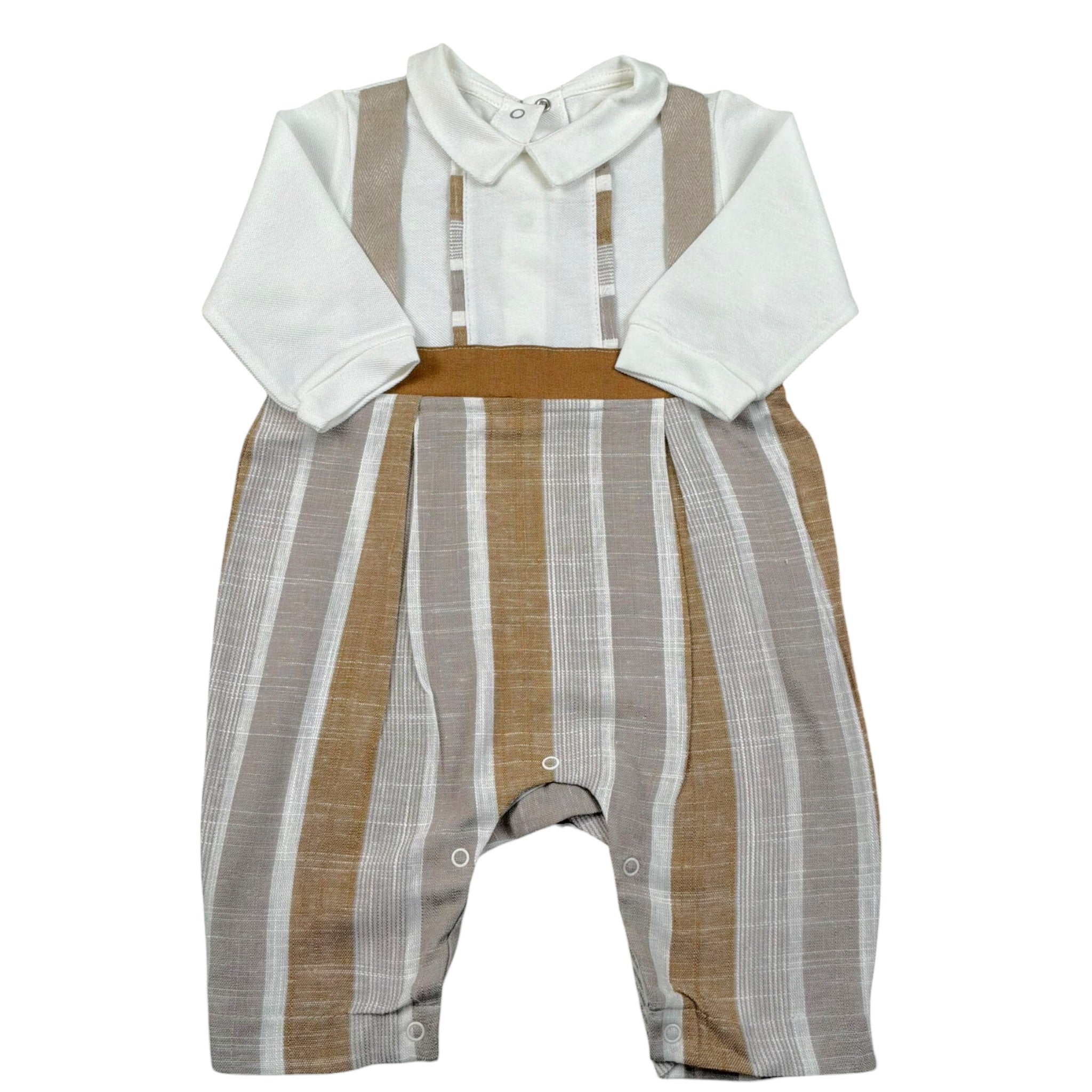 Babyvip Tutina Tricolore con Fantasia A Righe per Neonato T2811 CAMMELLO BABYVIP 