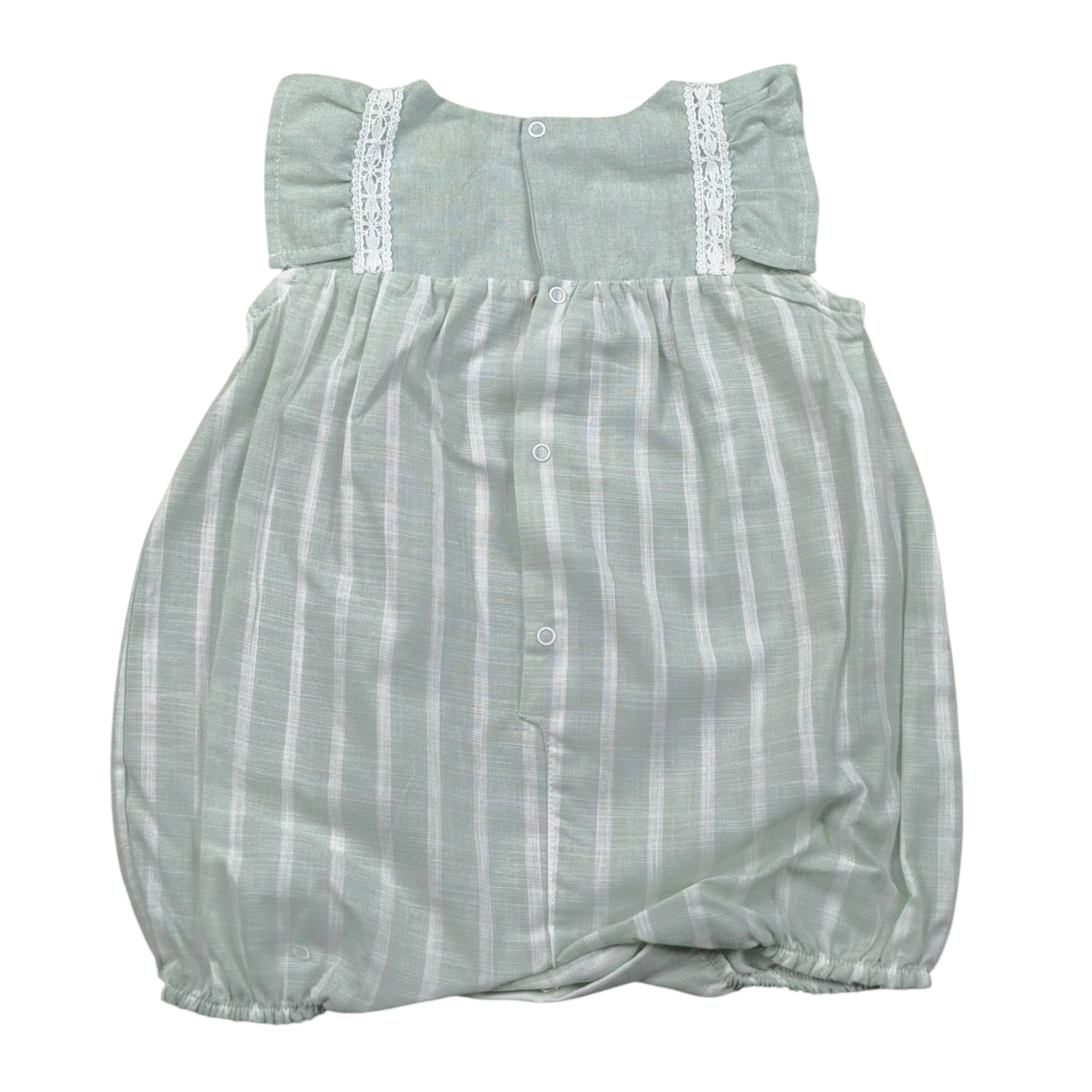 Babyvip Pagliaccetto Tinta Unita con Fantasia A Righe per Neonata T2825 VERDE BABYVIP 