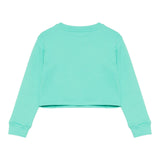 Balmain Felpa Tinta Unita Girocollo con Logo per Bambina BW4A70 VERDE ACQUA BALMAIN 