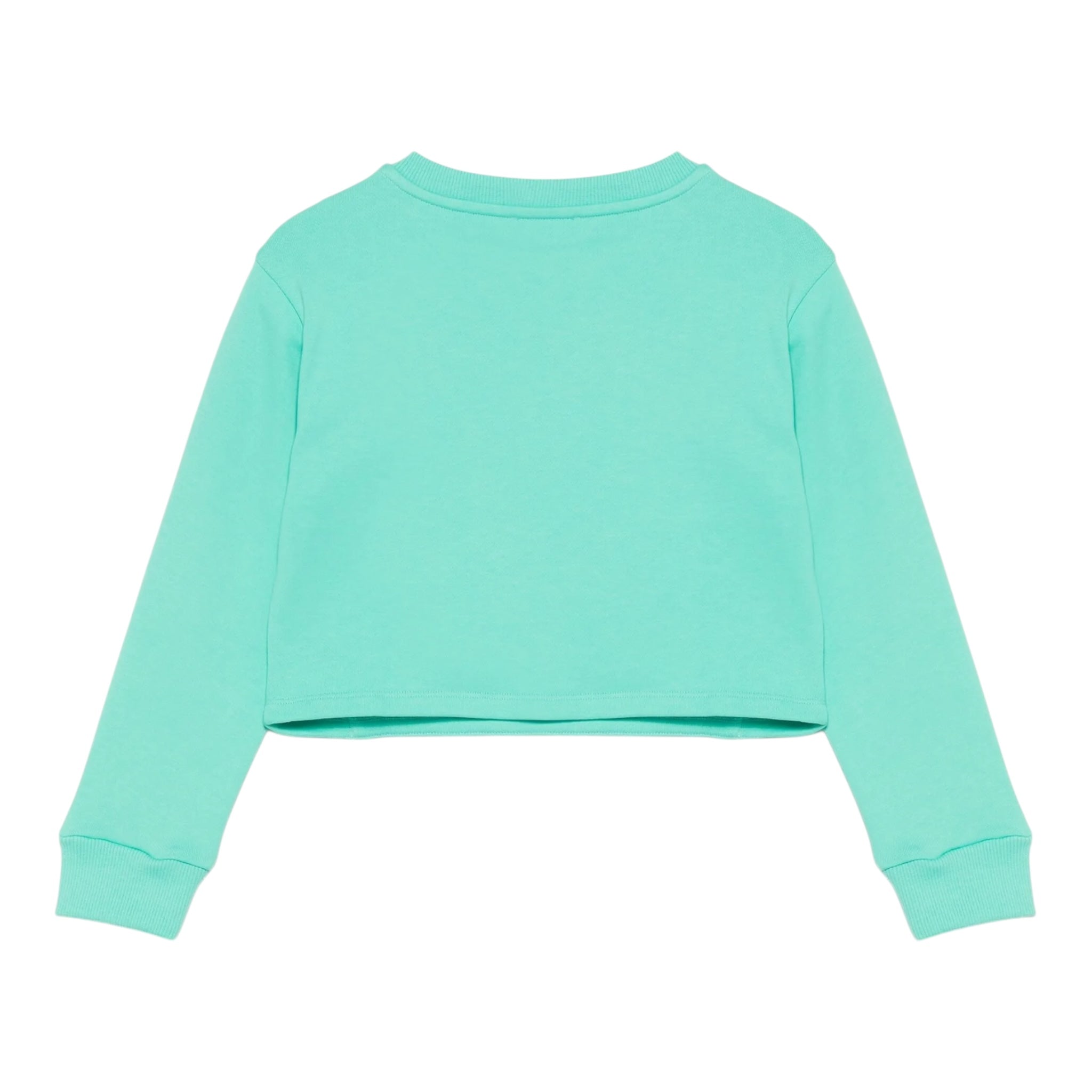 Balmain Felpa Tinta Unita Girocollo con Logo per Bambina BW4A70 VERDE ACQUA BALMAIN 