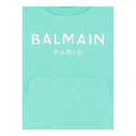 Balmain Felpa Tinta Unita Girocollo con Logo per Bambina BW4A70 VERDE ACQUA BALMAIN 