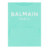 Balmain Felpa Tinta Unita Girocollo con Logo per Bambina BW4A70 VERDE ACQUA BALMAIN 