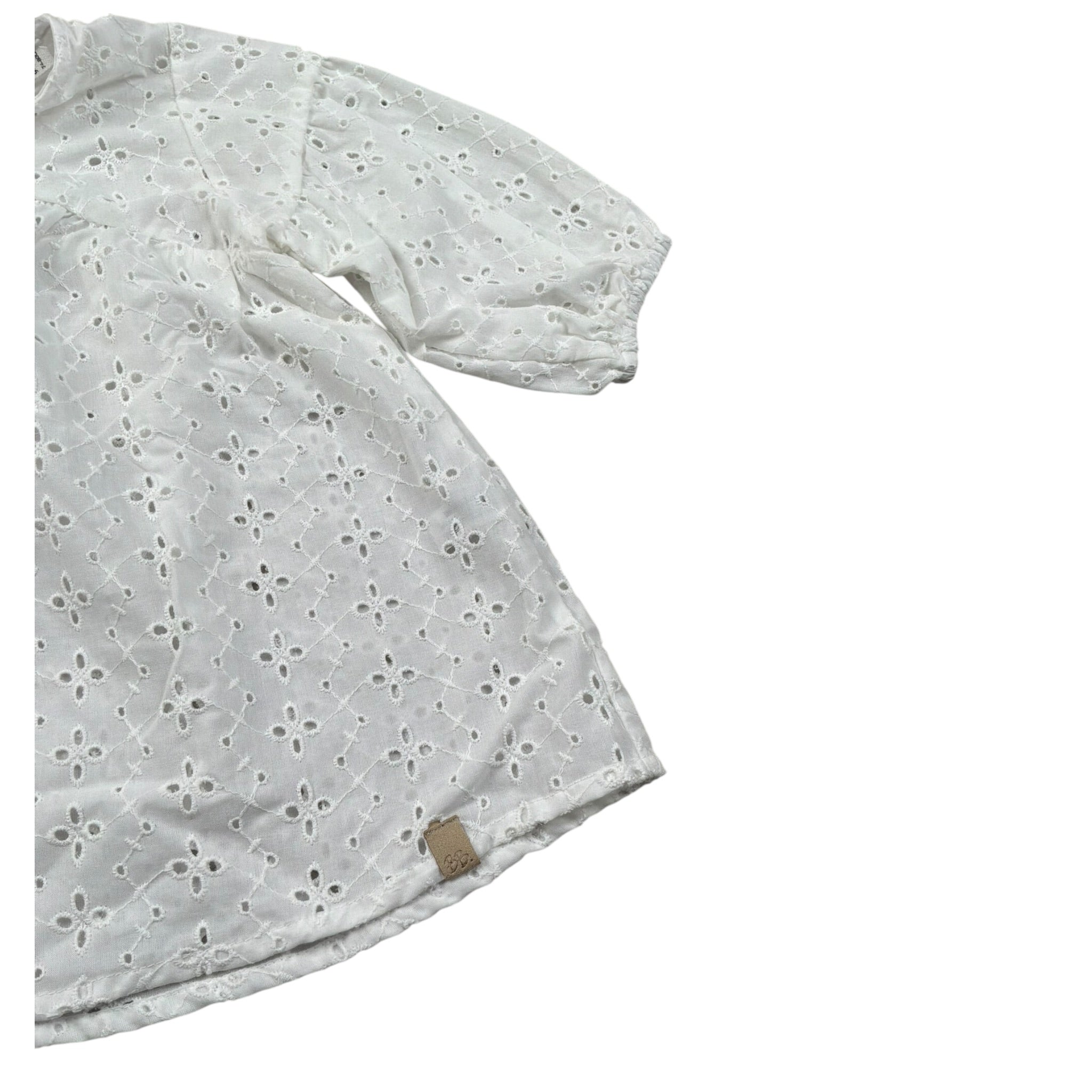 Bamboom+Babies Abito Manica Lunga Tinta Unita In Pizzo Sangallo per Neonata 816 BIANCO BAMBOOM+BABIES 