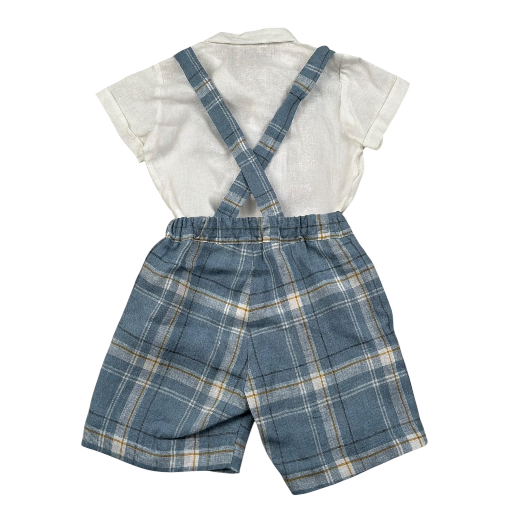 Barcellino Completo 2 Pezzi Camicia-Bermuda con Bretelle per Neonato 120612 BIANCO BARCELLINO 