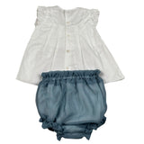 Barcellino Completo 2 Pezzi Camicia-Culotte per Neonata 120816 BIANCO/BLU BARCELLINO 