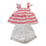 Barcellino Completo 2 Pezzi Tp-Short Bicolore  per Neonata 9674 BIANCO/ROSA BARCELLINO 