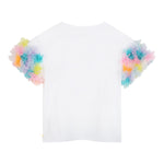 Billieblush T-Shirt Giocollo Tinta Unita con Maniche In Contrasto E Tulle per Bambina U20927X BIANCO BillIEBLUSH 