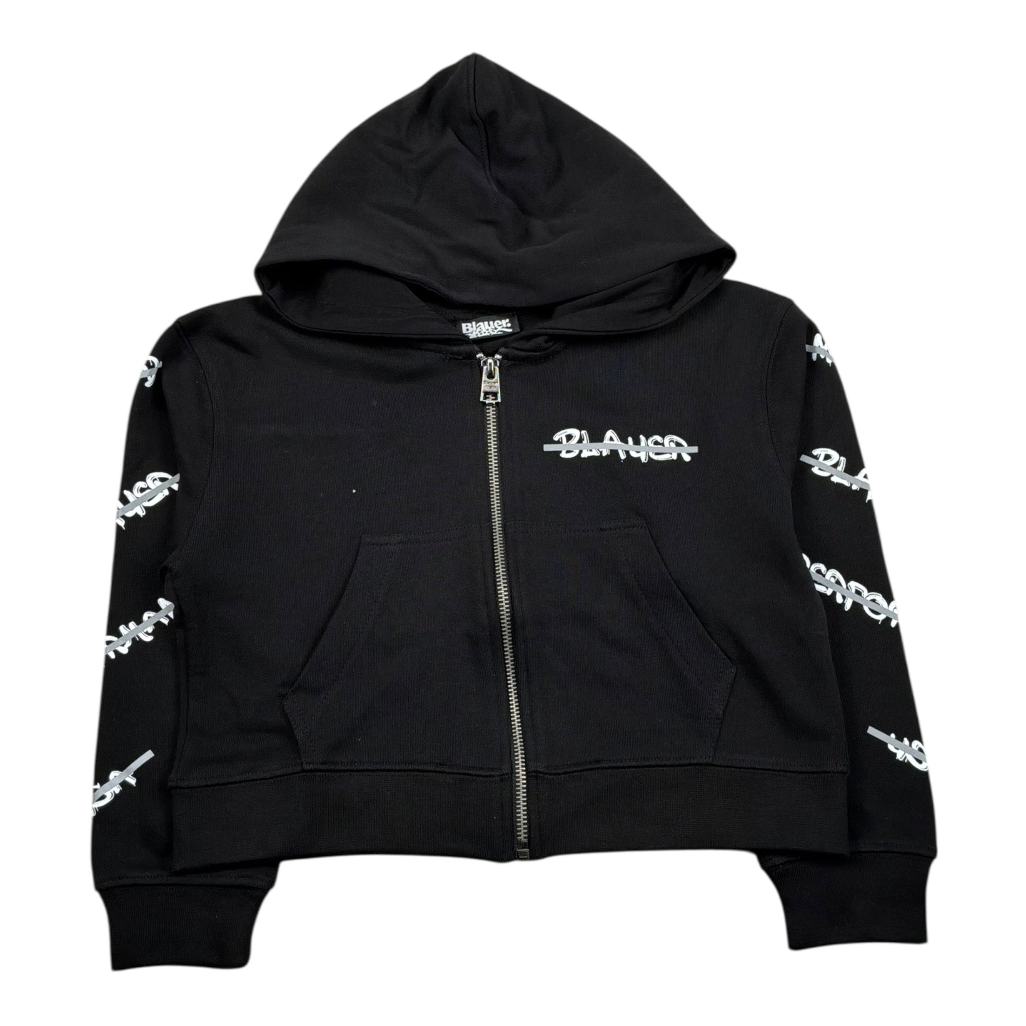 Blauer Felpa con Zip E Cappuccio Tinta Unita con Stampe per Bambina 25SBLGF02547 NERO BLAUER 