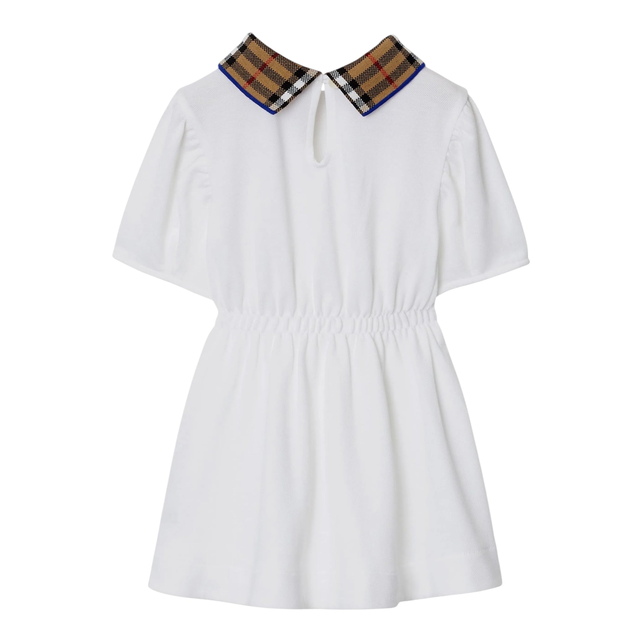 Burberry Abito Mezza Manica Tinta Unita con Colletto In Contrasto per Bambina 8073165 BIANCO BURBERRY 