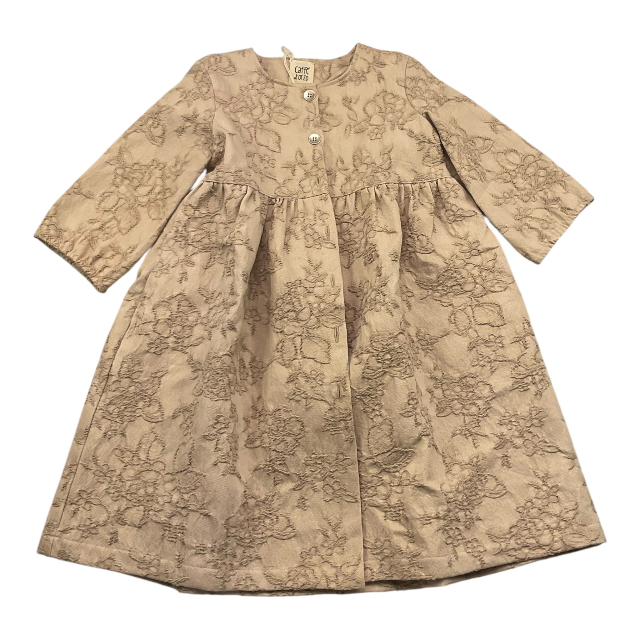 Caffe' D'Orzo Abito Tinta Unita con Ricami per Bambina ZW2A10 BEIGE CAFFE' D'ORZO 
