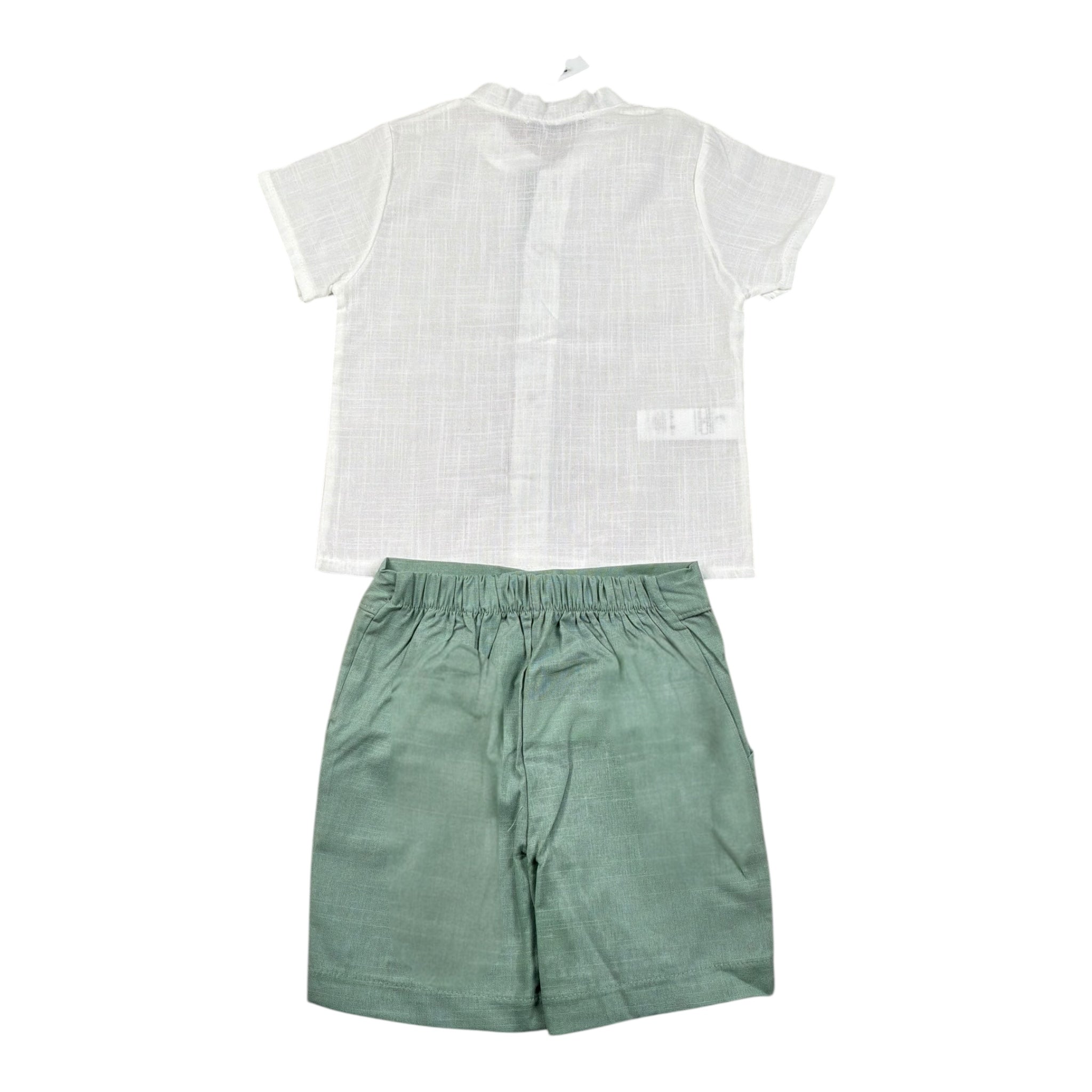 Calamaro Completo 2 Pezzi Camicia-Bermuda Bicolore per Bambino 11154J BIANCO/VERDE CALAMARO 