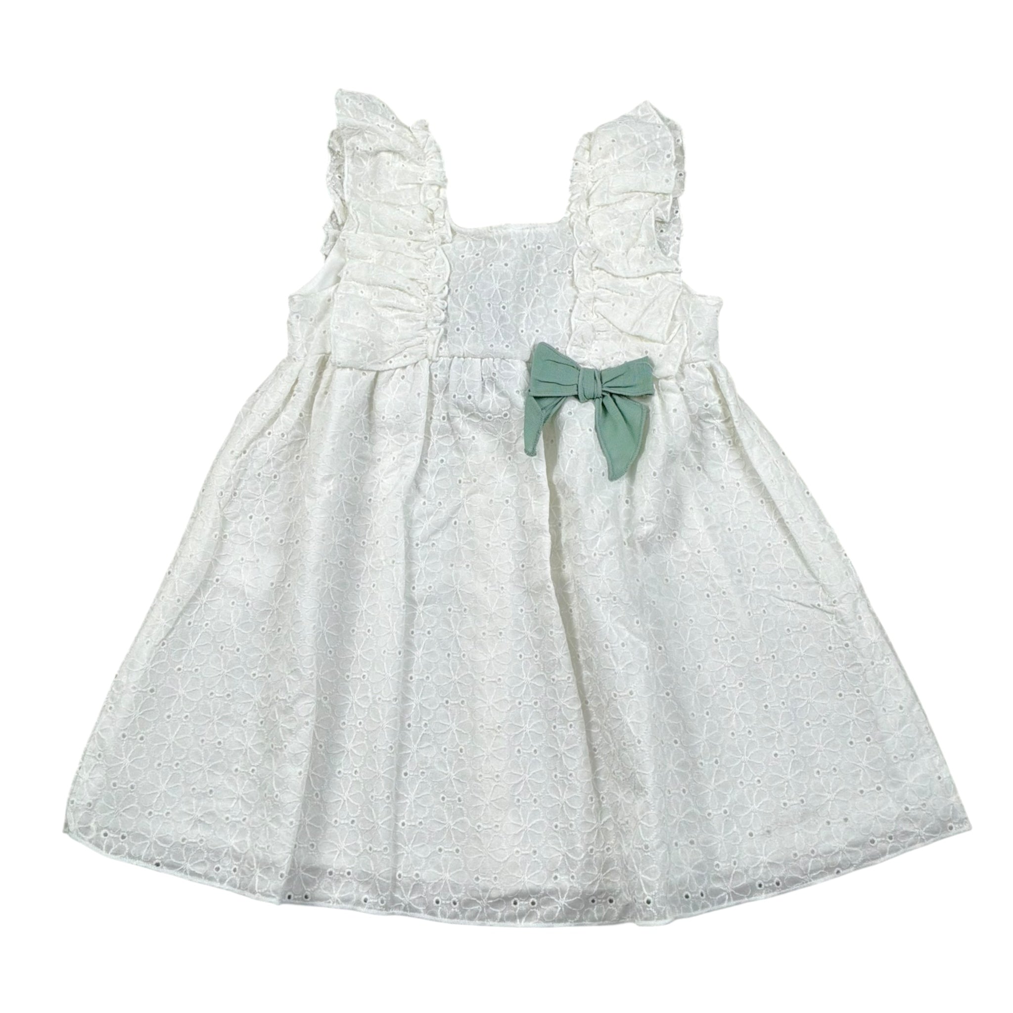 Calamaro Abito Tinta Unita con Ricami per Bambina 21260 BIANCO CALAMARO 