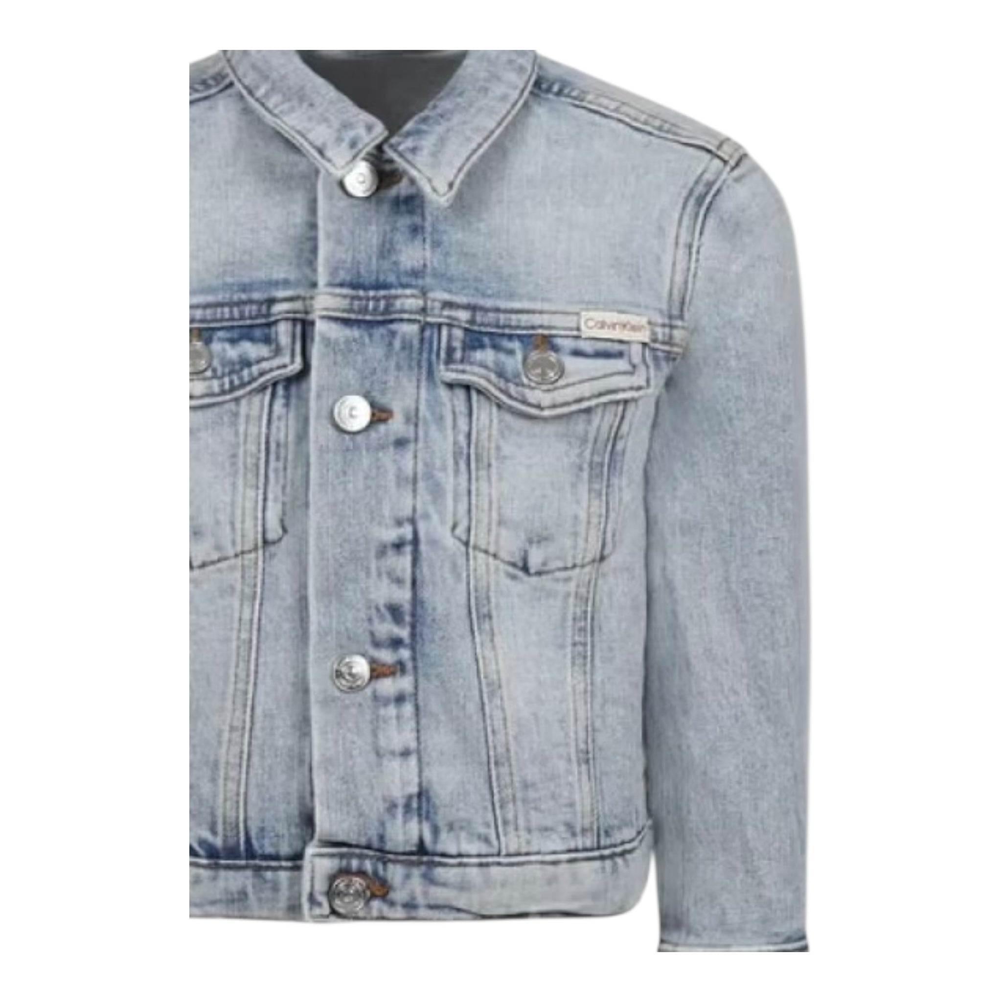 Calvin Klein Giubbino In Denim Tinta Unita con Bottoni per Bambina IB0IB02308 AZZURRO CALVIN KLEIN 