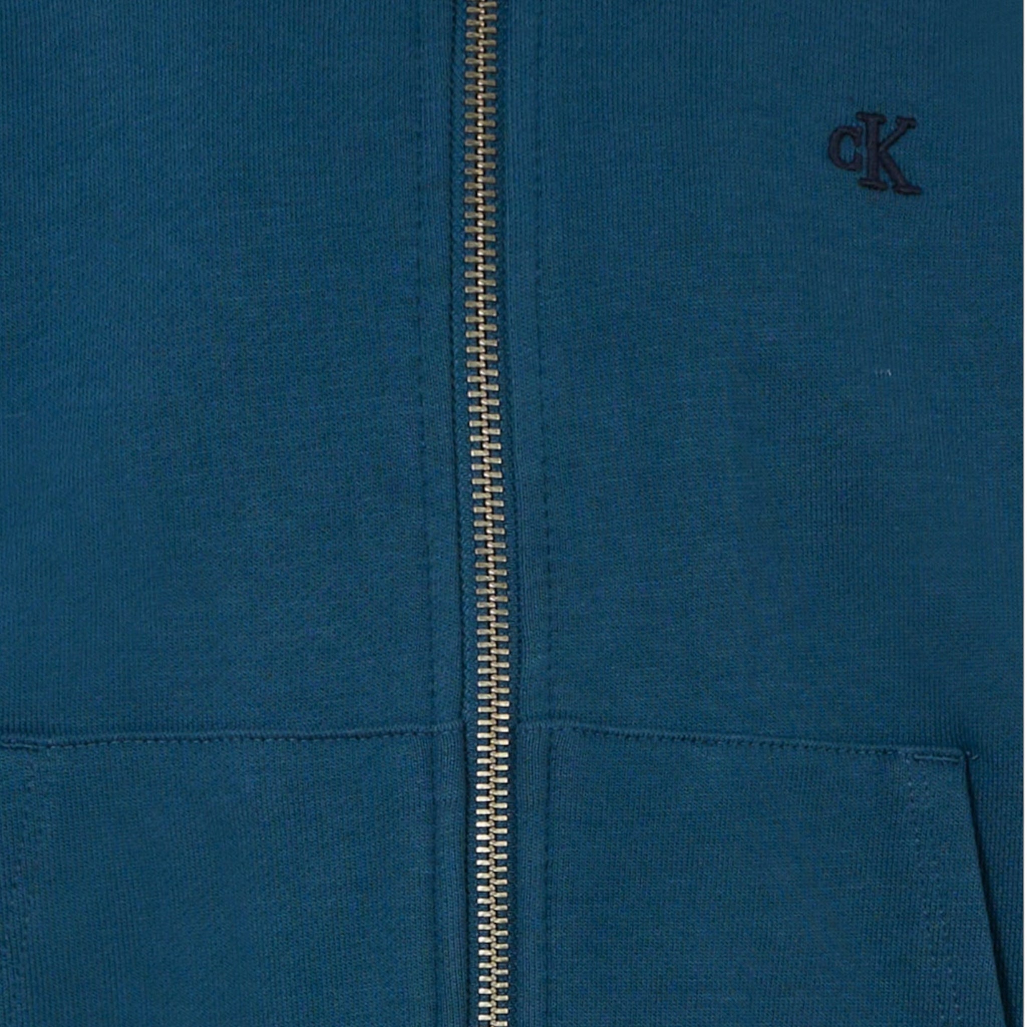 Calvin Klein Felpa Tinta Unita con Zip E Cappuccio per Bambino IB0IB02379 BLU CALVIN KLEIN 