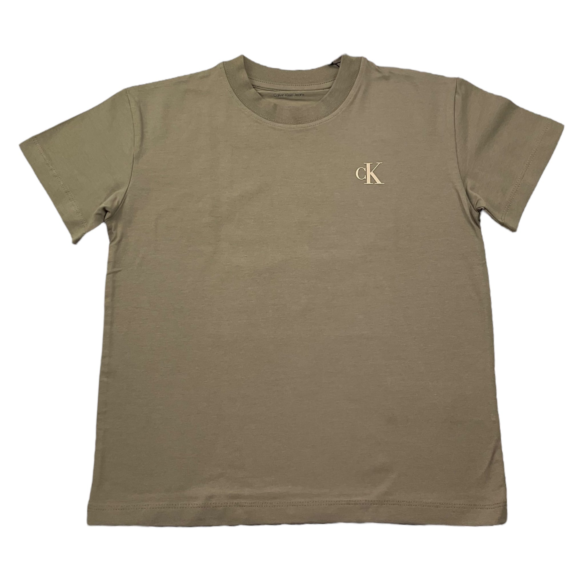 Calvin Klein T-Shirt Girocollo Tinta Unita con Stampa per Bambino IB0IB02449X SABBIA CALVIN KLEIN 