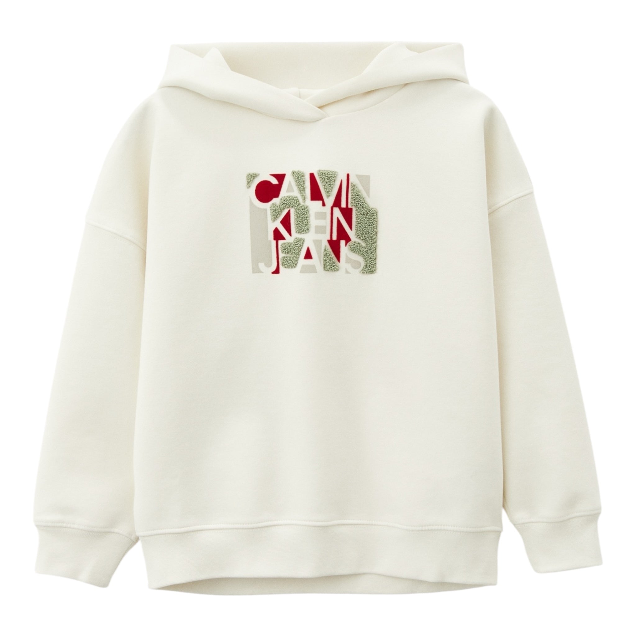 Calvin Klein Felpa Tinta Unita con Cappuccio E Stampa per Bambino IB0IB02460 BIANCO CALVIN KLEIN 