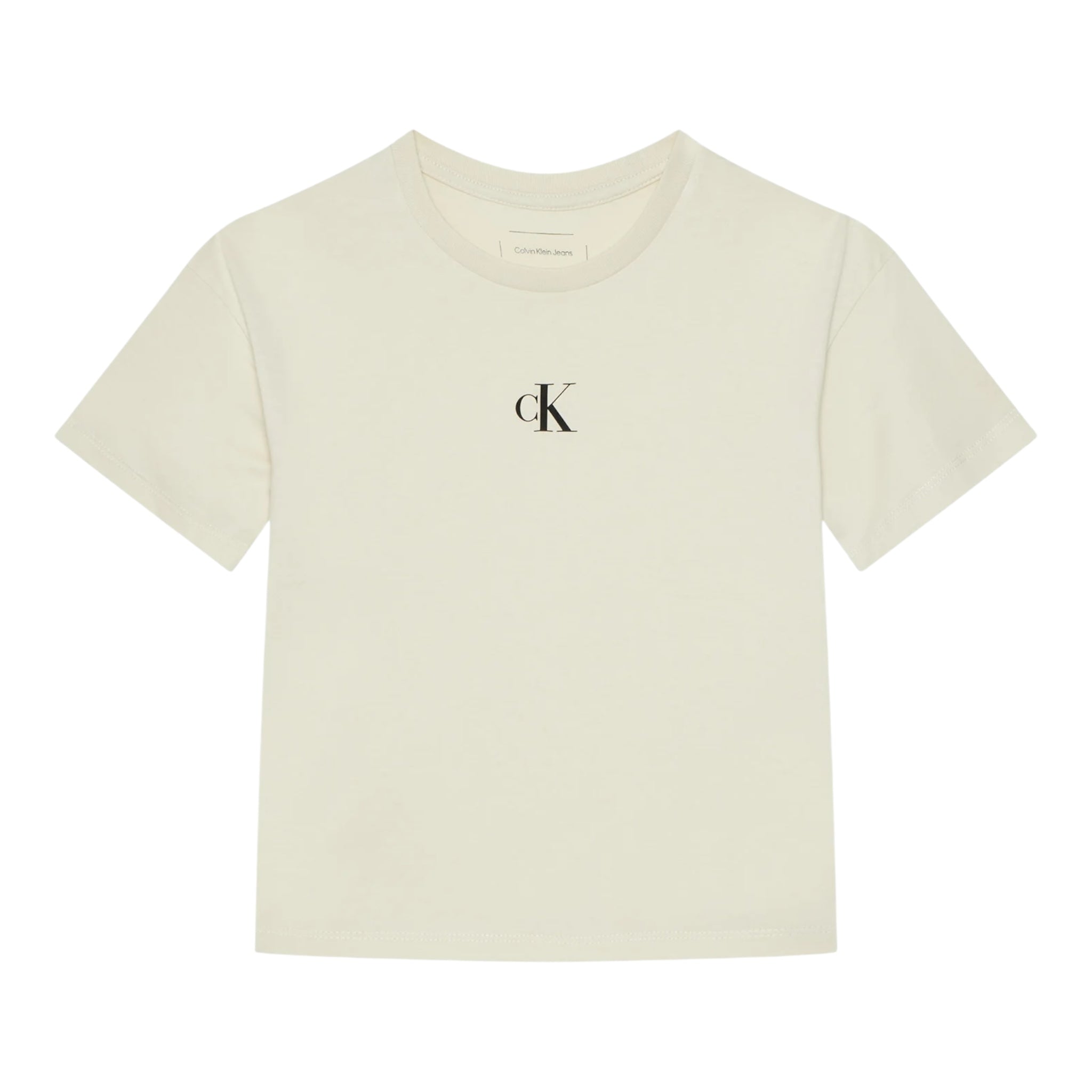 Calvin Klein T-Shirt Girocollo Tinta Unita con Logo per Bambino IG0IG02136 BIANCO CALVIN KLEIN 