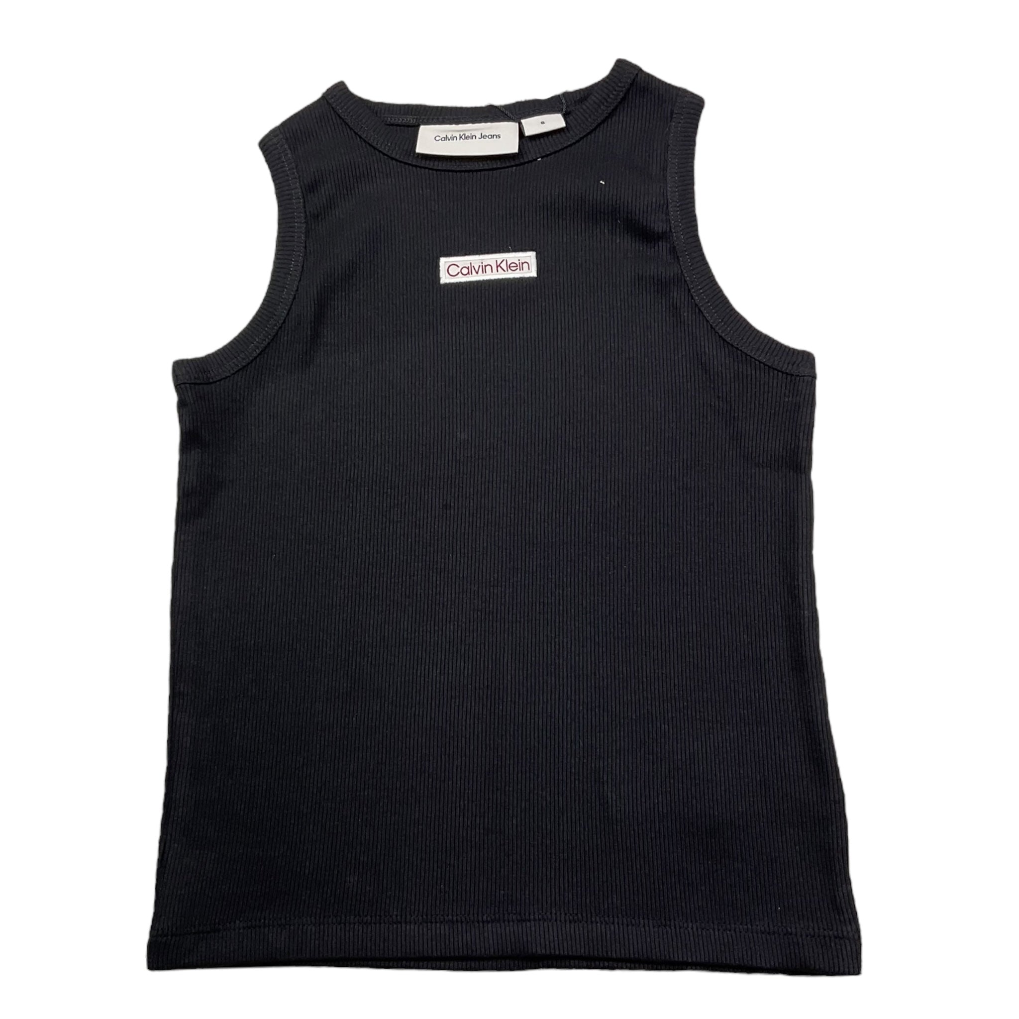 Calvin Klein Canotta Tinta Unita Giromanica con Stampa per Bambina IG0IG02871 NERO CALVIN KLEIN 
